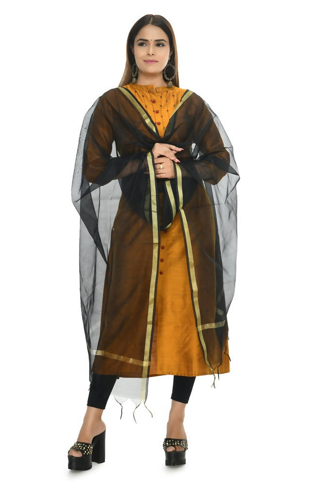Mominos Fashion Black Banarsi Piping Dupatta | Grab2Buy