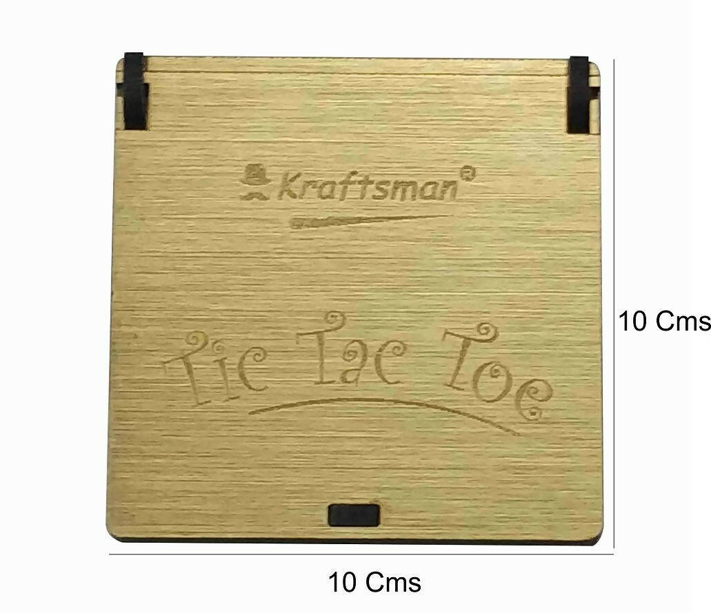 Kraftsman Wooden Tic Tac Toe Portable Game for Kids, Teens and Adults with Golden Mirror Shade Strategy & War Games Board Game | Grab2Buy