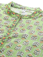 Yufta Green Printed Kurta With Trouser | Grab2Buy