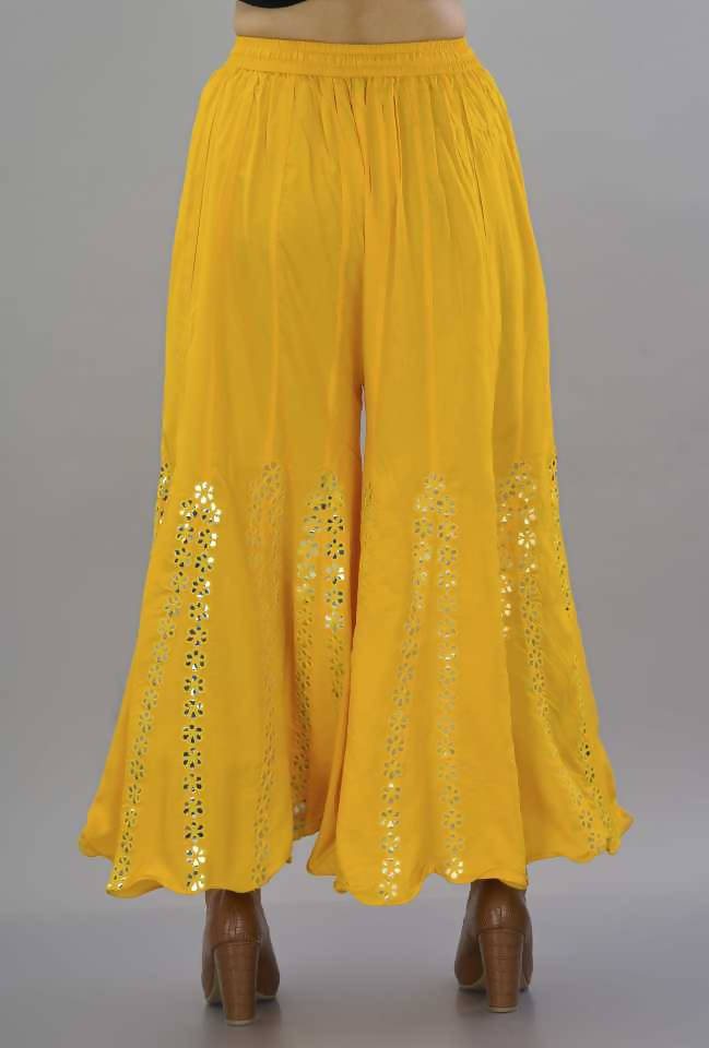 Mominos Fashion Yellow Mirror Palazzo | Grab2Buy