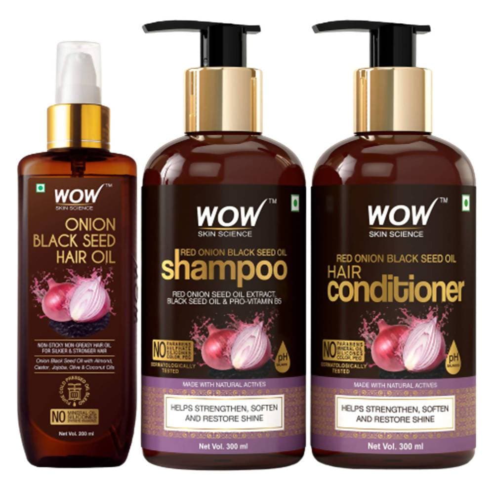 Wow Skin Science Onion Black Seed Oil Ultimate Hair Care Kit | Grab2Buy