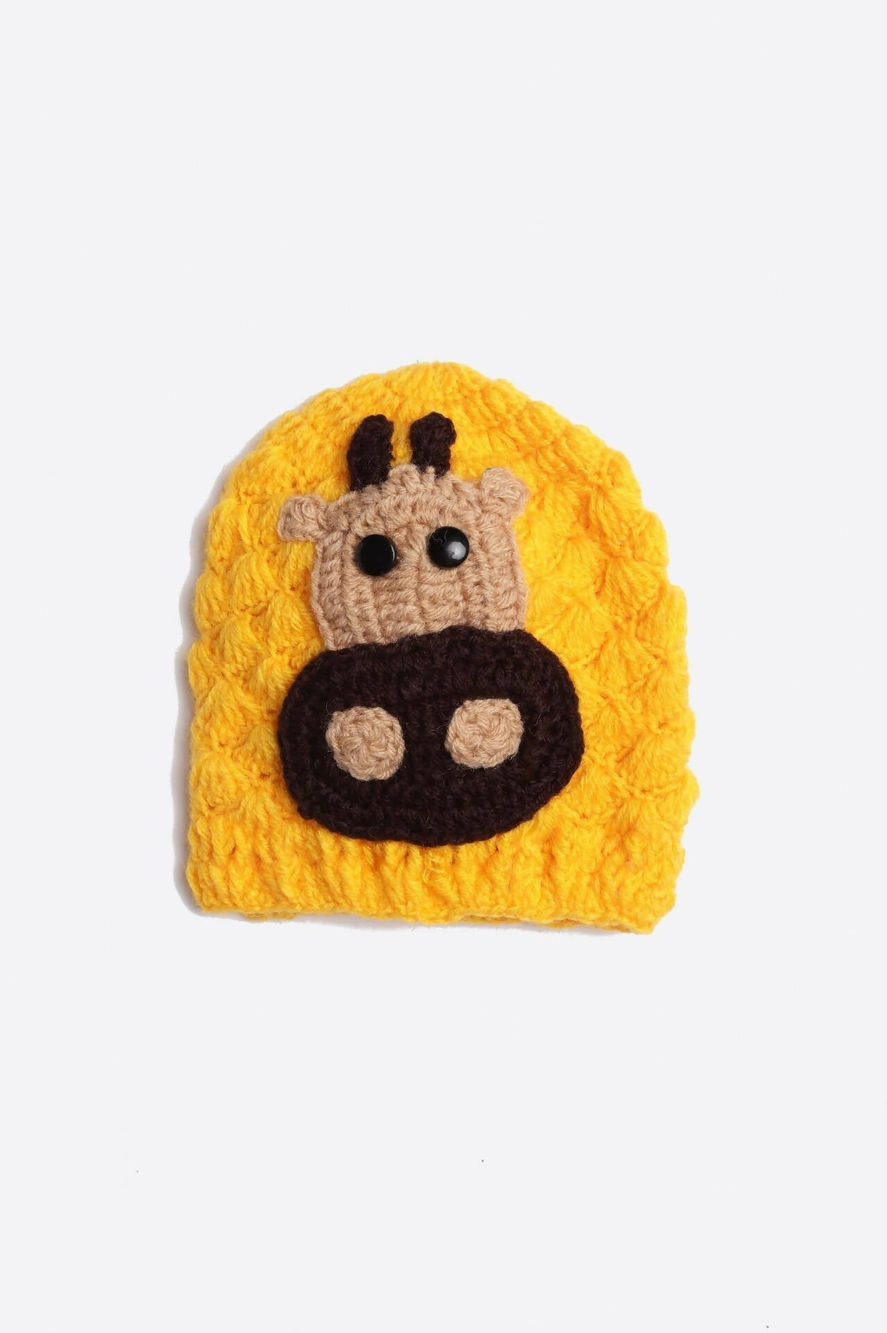 Chutput Kids Woollen Hand Knitted Giraffe Face Detailed Cap - Yellow | Grab2Buy