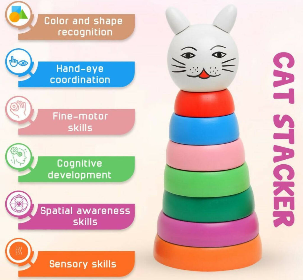 Matoyi Wooden Rainbow Cat Stacker | Grab2Buy