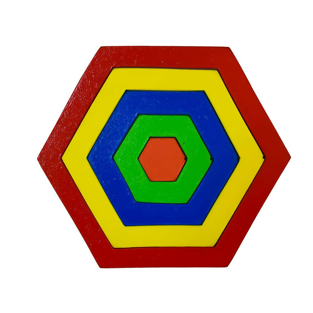 iLearnngrow Hexagon puzzle - Size and Shape Sorter Fun Activity for Your Kids Wooden Toys for 2-12 years Unisex Kids I hexagon puzzle for kids | Grab2Buy