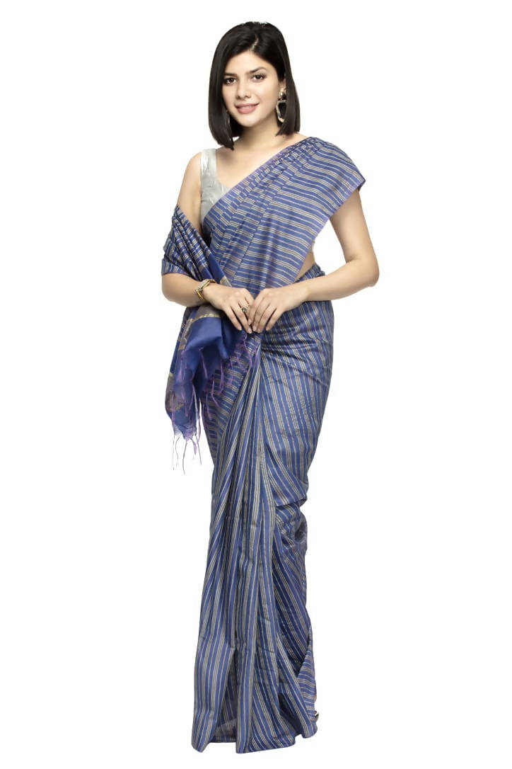Mominos Fashion Royal Blue Color Bhagalpuri Saree | Grab2Buy