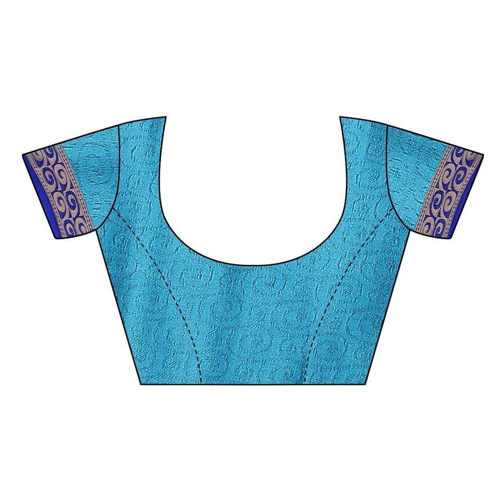 Vamika Banarasi Jacquard Weaving Blue Saree (DHONI BLUE) | Grab2Buy