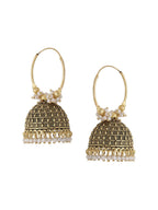 NVR Women Gold Toned Contemporary Jhumkas Earrings | Grab2Buy