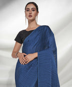 Teal Georgette Solid Texture Saree With Unstitched Blouse Piece - Rajal | Grab2Buy