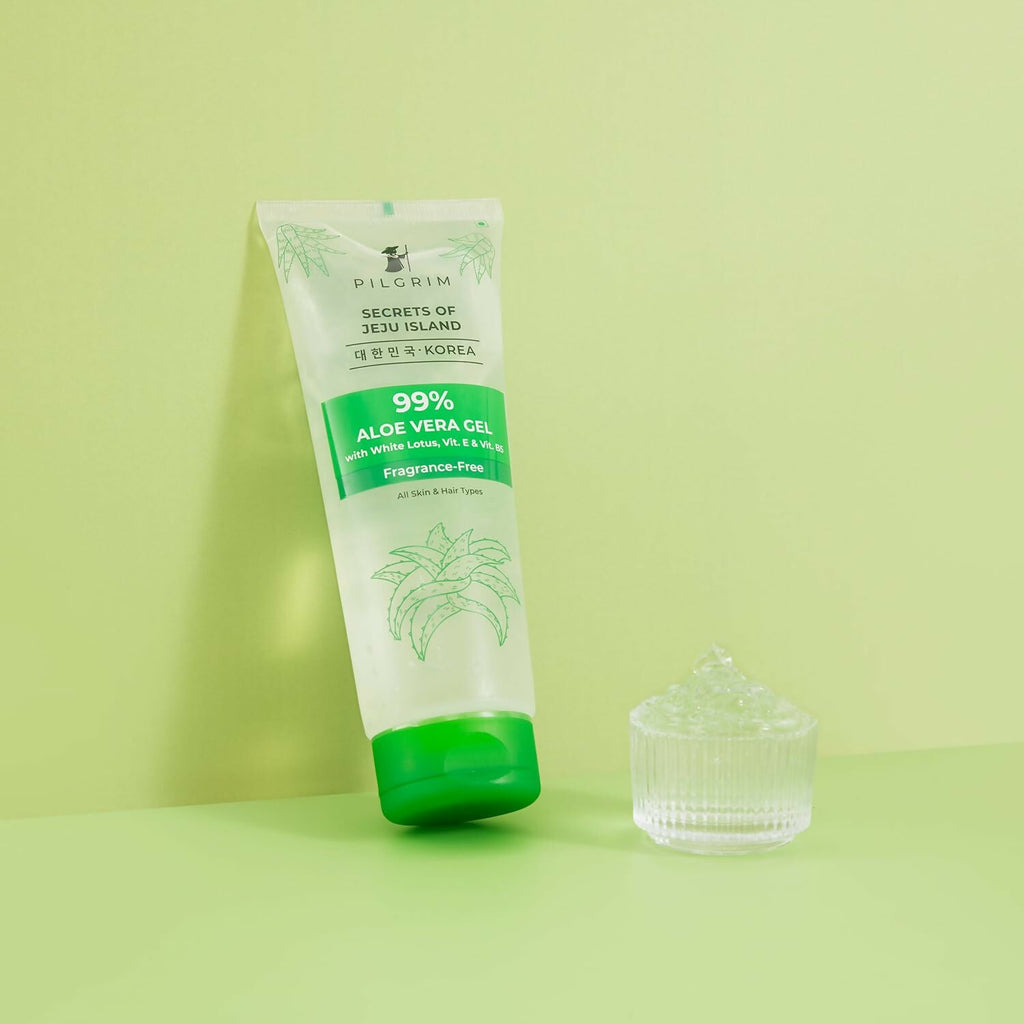Pilgrim Korean 99% Pure Aloe Vera Gel with Vitamin E & Vitamin B5, Hydrates & Soothes Skin - Korean Skin Care | Grab2Buy