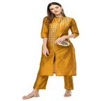 Lagi Women's Mustard Poly silk Straight Embroidred Kurta & Pant (RO115C) | Grab2Buy
