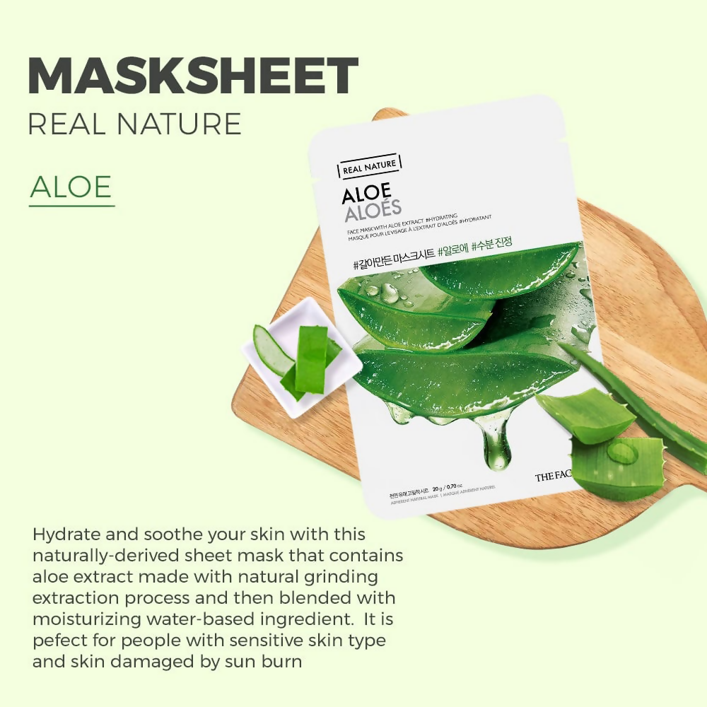 The Face Shop Real Nature Aloe Face Mask - Korean Skincare | Grab2Buy