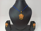 Terracotta Lotus Pendant Mini Necklace Set With Studs | Grab2Buy