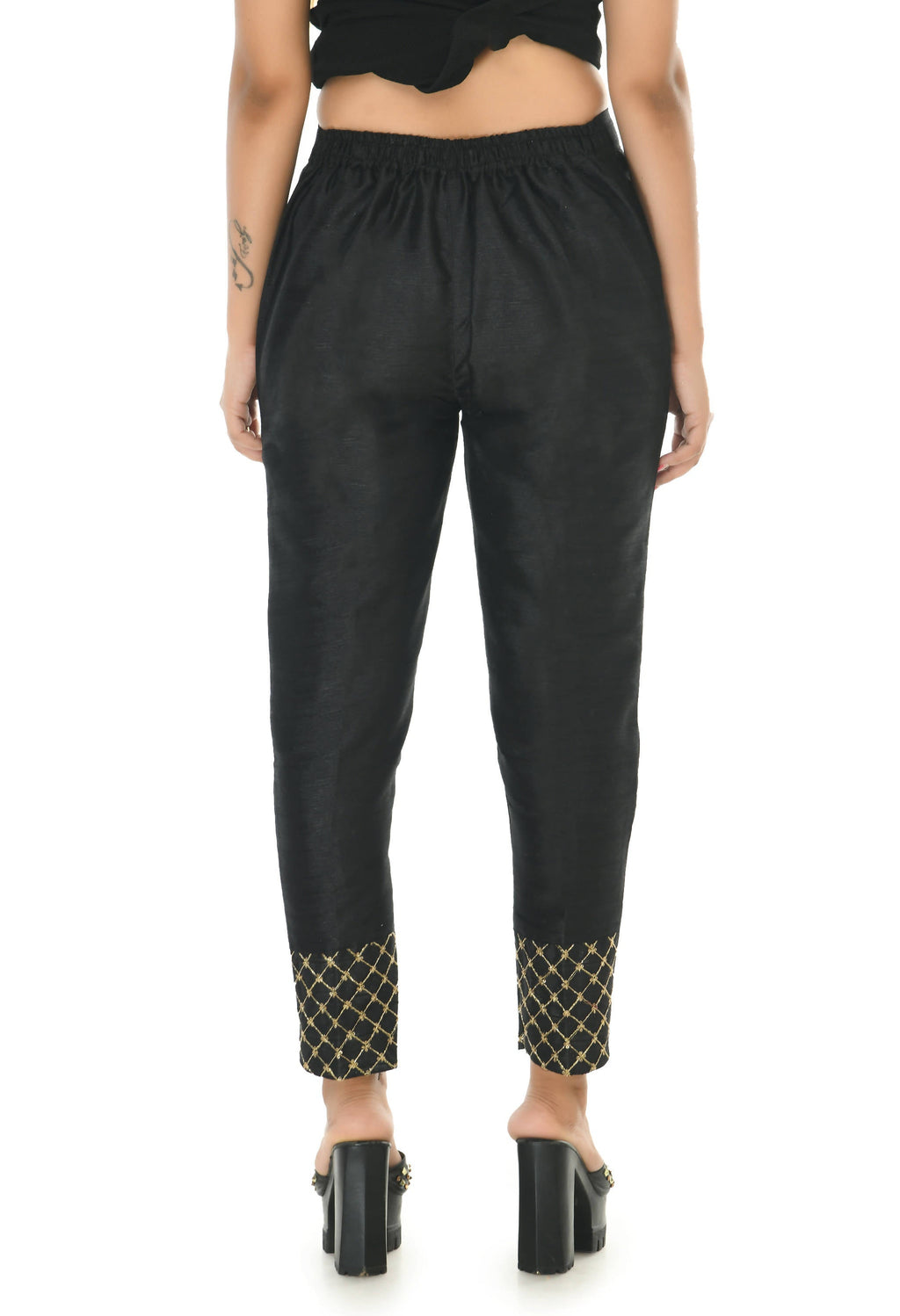 Mominos Fashion Moeza Silk Black Color Pant | Grab2Buy