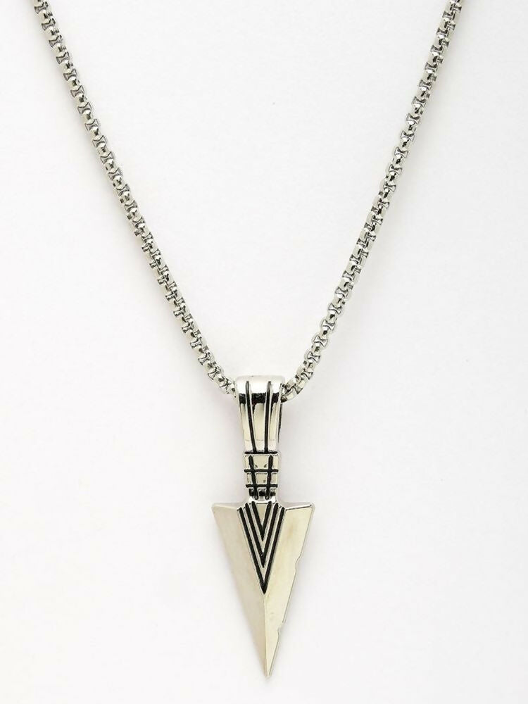 NVR Men's Arrow Shaped Silver Plated Pendant with Chain | Grab2Buy