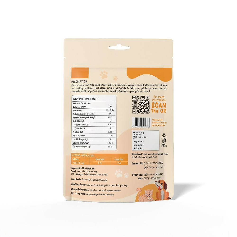 Hye Pets Super Treats For Super Pets – Freeze Dried Treats Made With Goat Milk, Carrot & Banana | Grab2Buy