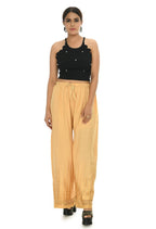 Mominos Fashion Moeza Reyon Cotton Golden Color Cut Work Palazzo | Grab2Buy