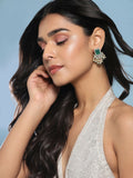 Diamond & Semi Precious Stone Green Earrings- Ruby Raang | Grab2Buy