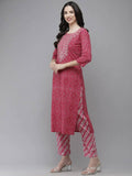Yufta Women Pink Embroidered Regular Kurta with Palazzo & With Dupatta | Grab2Buy