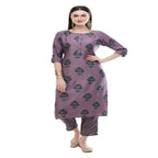 Lagi Women's Mauve Printed Straight Kurta & Pant (MC39B) | Grab2Buy