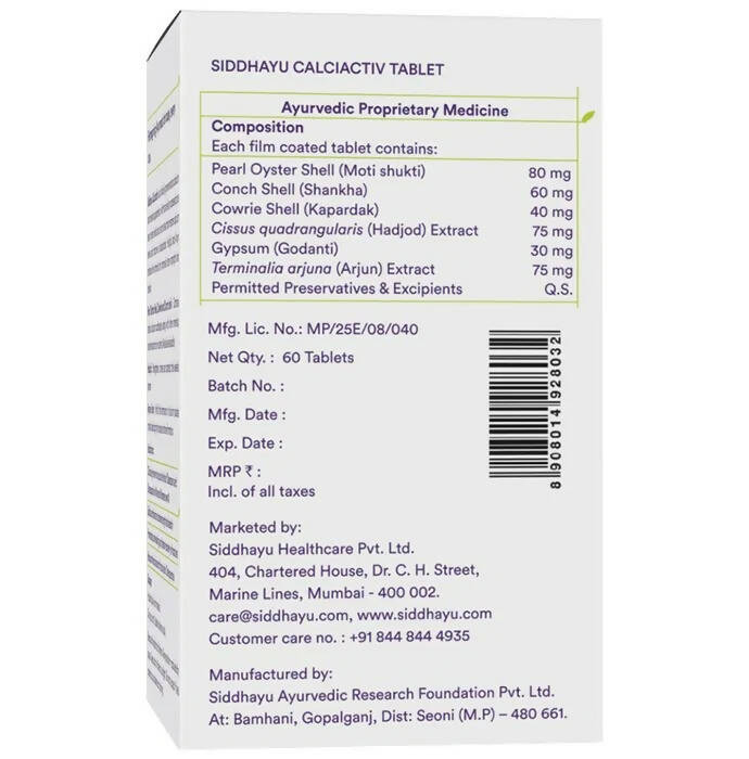 Siddhayu Ayurveda Calciactiv Advanced Natural Calcium Supplement Tablet | Grab2Buy