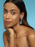 Green and Silver Stone Earrings- Ruby Raang | Grab2Buy