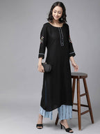 Yufta Black Kurta with Palazzo Set | Grab2Buy