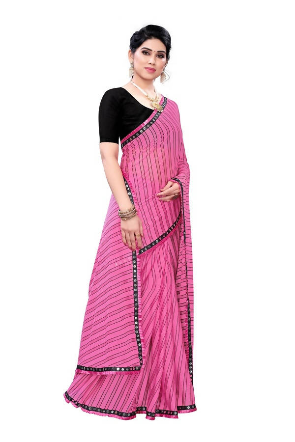 Vamika Pink Malai Silk Printed Saree (Zigzag Pink) | Grab2Buy