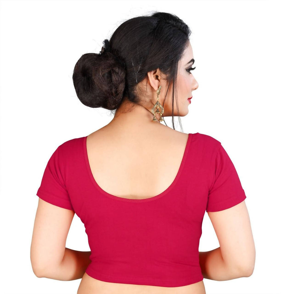 Vamika Pink Lycra Plain Blouse | Grab2Buy