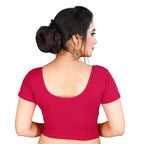 Vamika Pink Lycra Plain Blouse | Grab2Buy