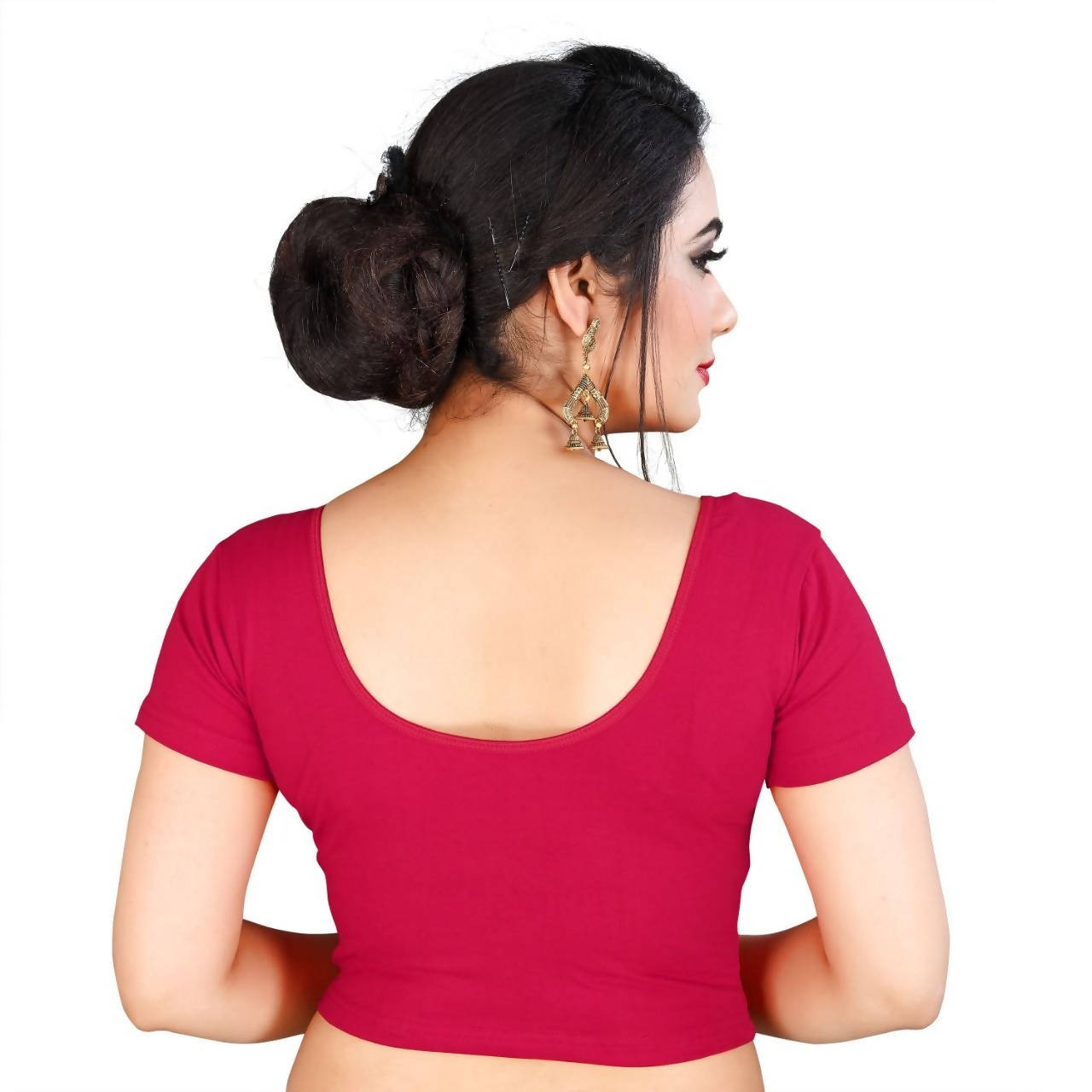 Vamika Pink Lycra Plain Blouse | Grab2Buy