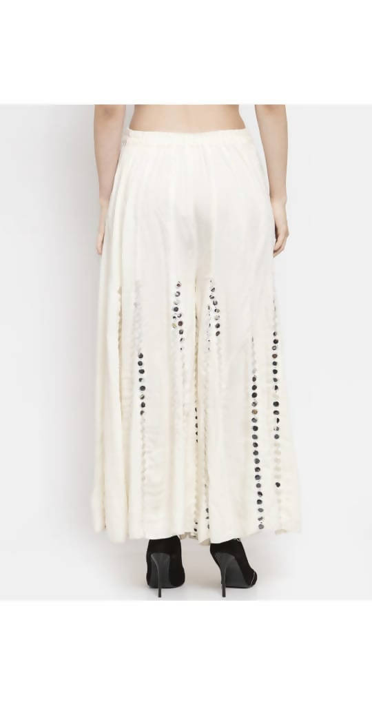 Mominos Fashion White Mirror Palazzo | Grab2Buy