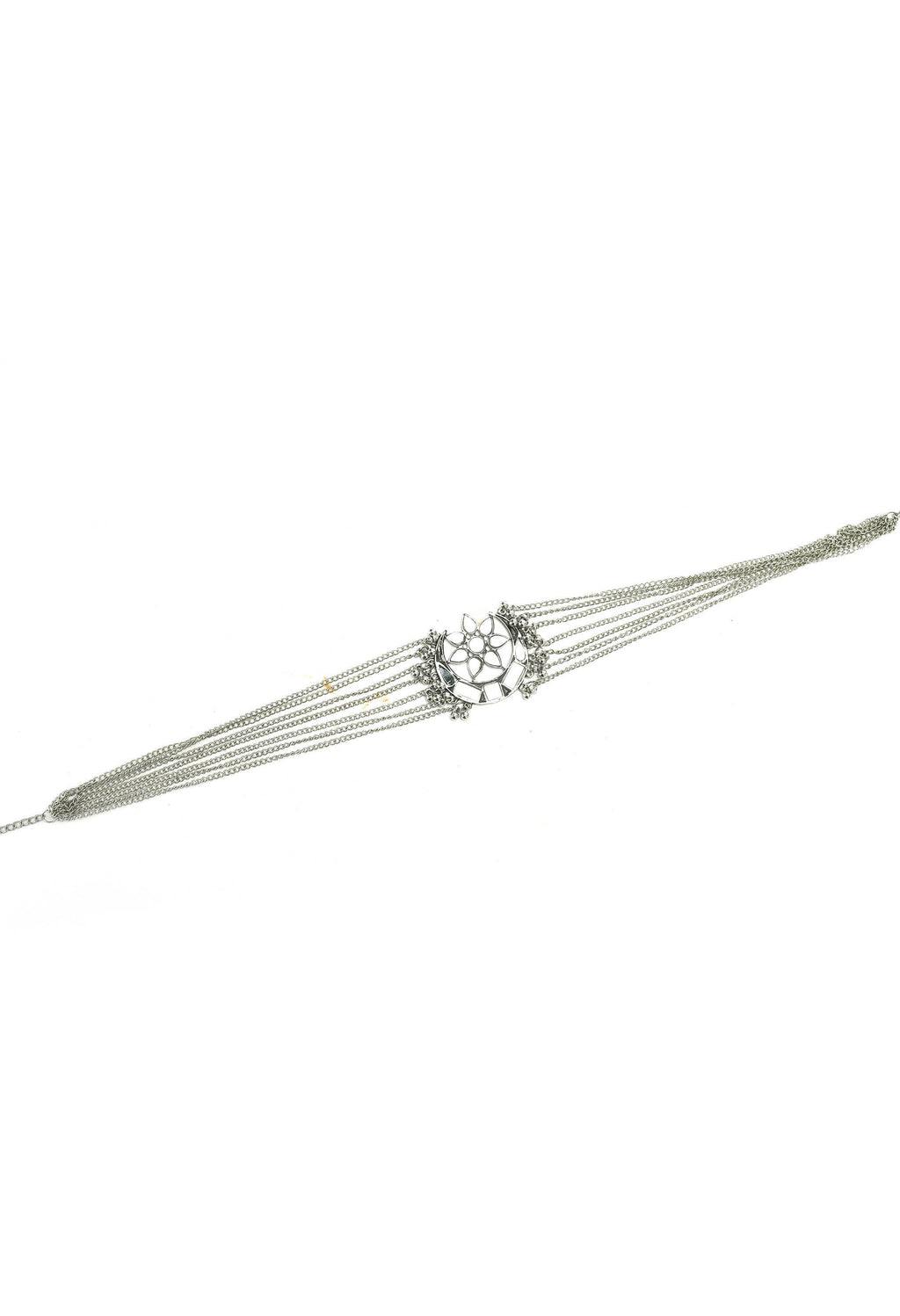 Mominos Fashion Johar Kamal Silver-Plated Brass Finish Mirror Work Choker For Women | Grab2Buy