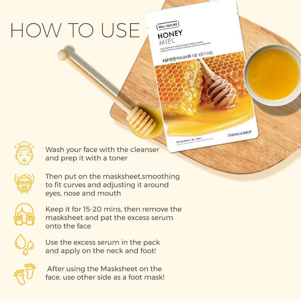 The Face Shop Real Nature Honey Miel Face Mask - Korean Skincare | Grab2Buy