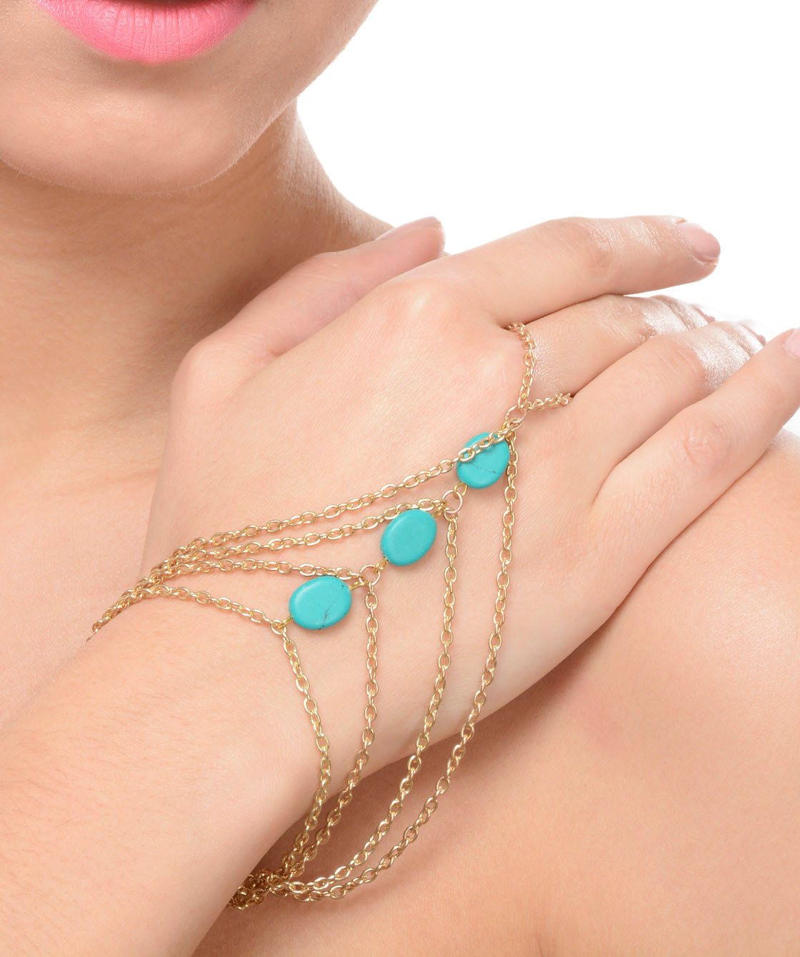 Gold-Polished Alloy Designer Hand Harness Bracelet - The Pari | Grab2Buy