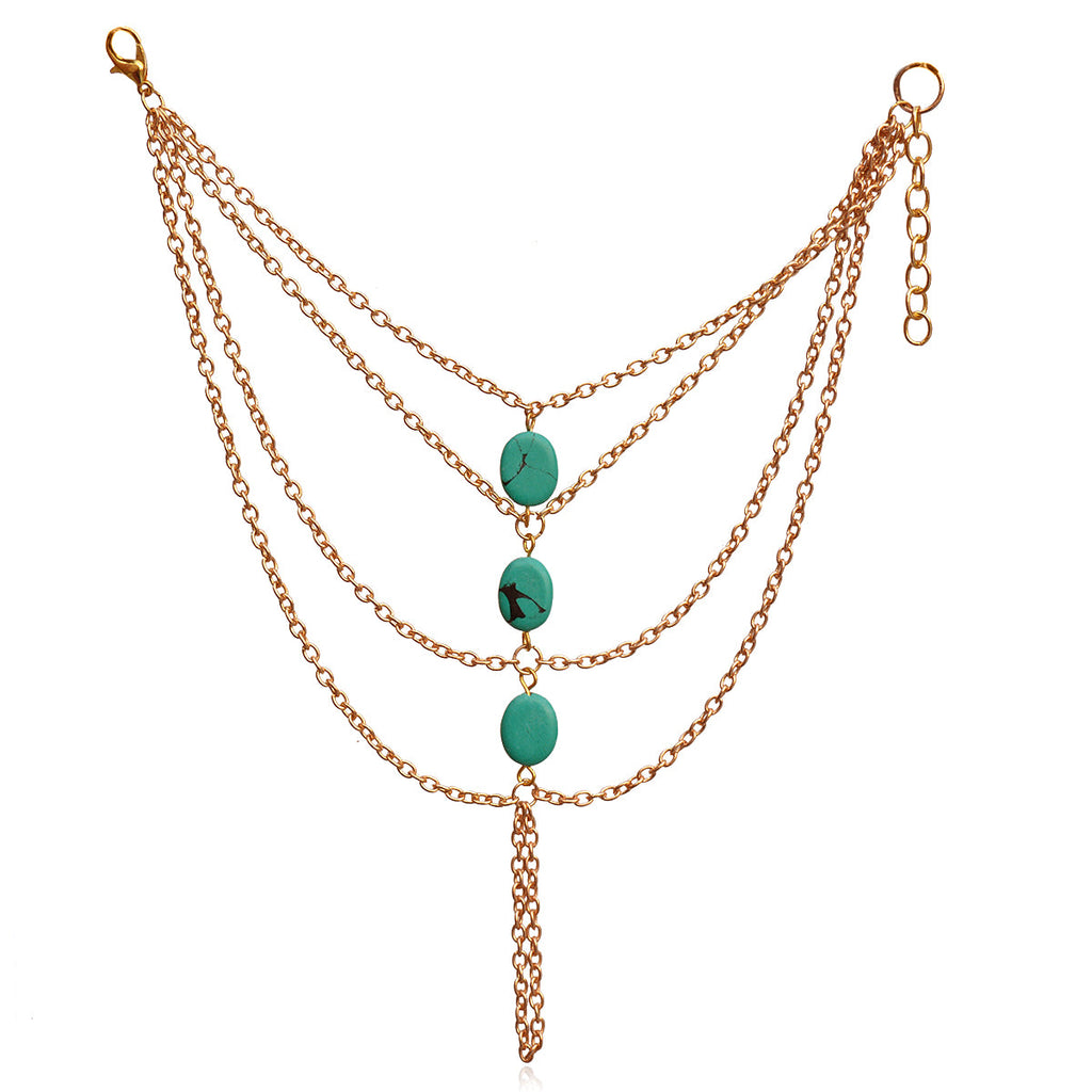 Gold-Polished Alloy Designer Hand Harness Bracelet - The Pari | Grab2Buy