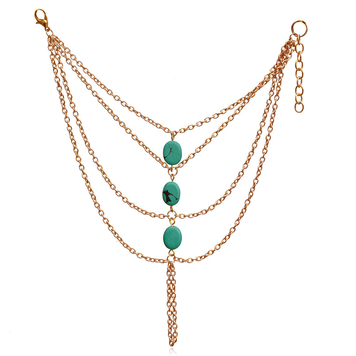 Gold-Polished Alloy Designer Hand Harness Bracelet - The Pari | Grab2Buy
