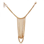 Gold-Polished Alloy Designer Hand Harness Bracelet - The Pari