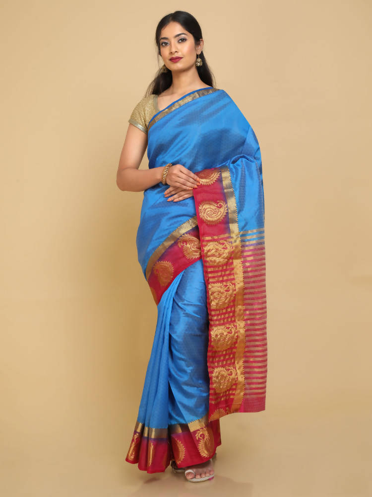 Kalamandir Woven Design Dark Blue Pashmina Saree | Grab2Buy