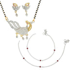 AanyaCentric Gold-Polished Mangalsutra Pendant Earring Set & Silver Plated Anklet | Grab2Buy