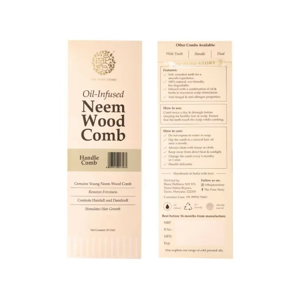 The Pure Story Oil Infused Neem Wood Handle Comb