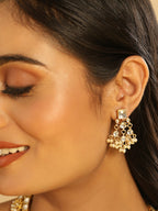 Nuyug 22K Gold Plated Ivory Dusk Kundan Earrings | Grab2Buy