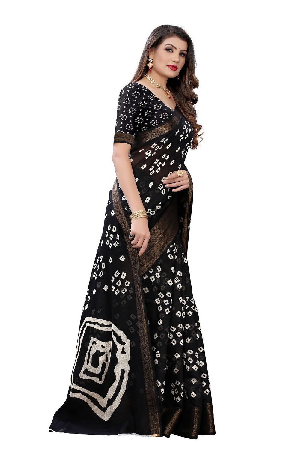 Vamika Black Linen Jari Border Saree (RADHIKA BLACK) | Grab2Buy