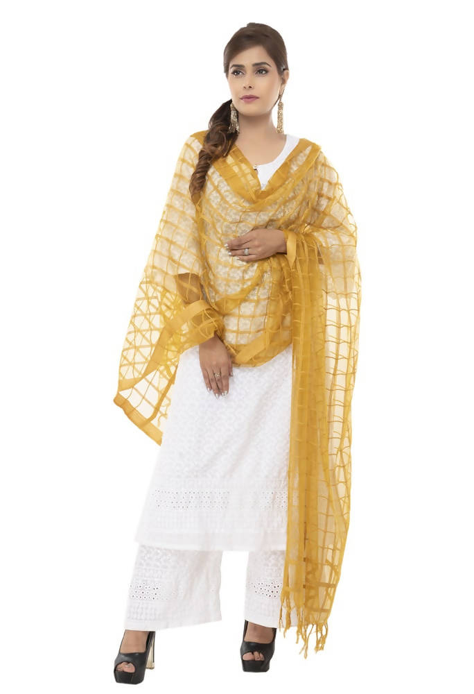 Mominos Fashion Golden Cotton Square Dupatta | Grab2Buy