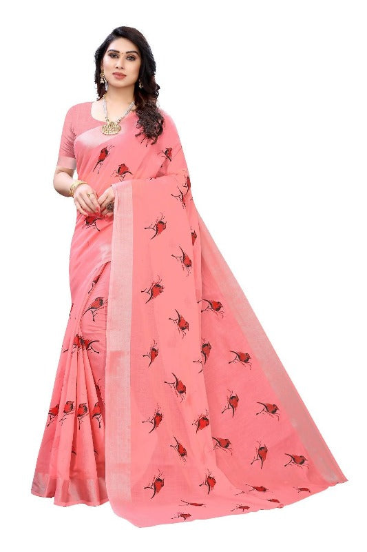 Vamika Peach Chanderi Designer Saree (SERIN PEACH) | Grab2Buy