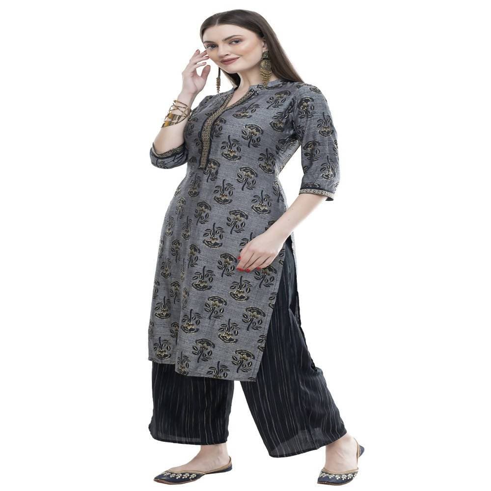 Lagi Women's Black Rayon Straight Printed Kurta & Palazzo (MRP102) | Grab2Buy
