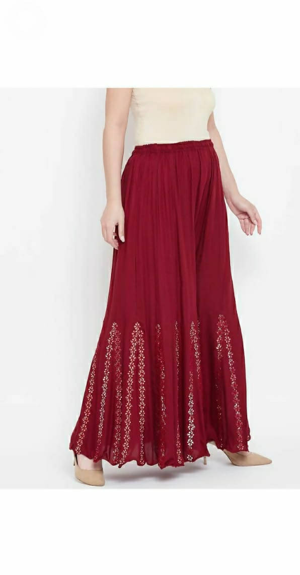 Mominos Fashion Maroon Mirror Palazzo | Grab2Buy