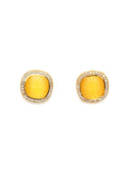 Yellow Stone Kundan Studs (yellow) - Ruby Raang | Grab2Buy