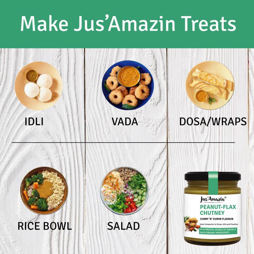 Jus Amazin Peanut Flax chutney Curry 'N' Cumin Flavour | Grab2Buy