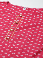 Yufta Women Pink And White Printed Kurta with Trouser & With Dupatta | Grab2Buy