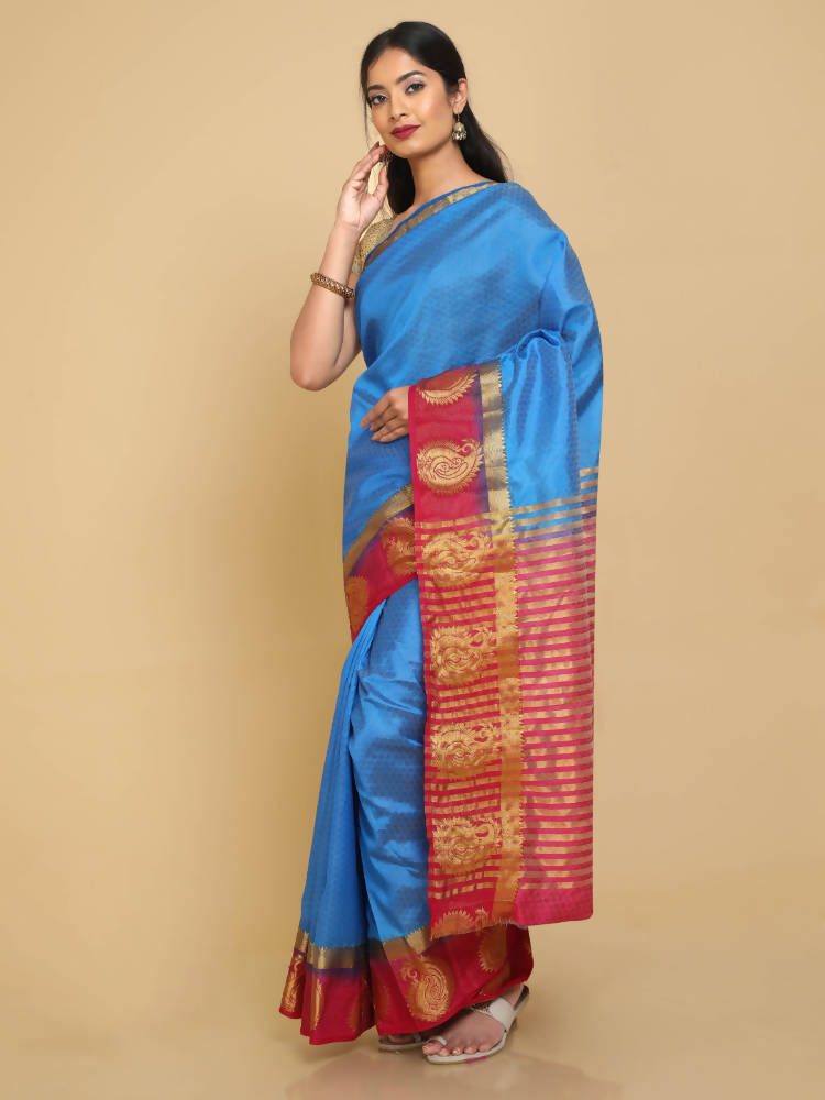 Kalamandir Woven Design Dark Blue Pashmina Saree | Grab2Buy